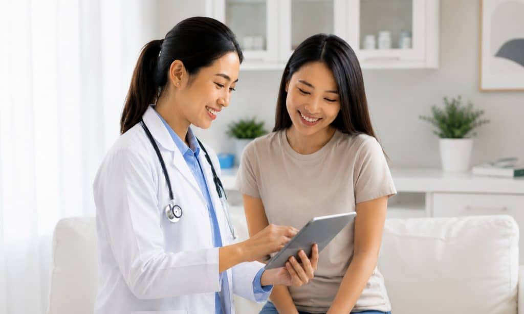 Female doctor discussing fertility preservation options with a patient during a consultation at GenPrime Everlink in Kuala Lumpur.